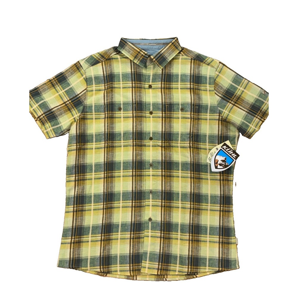 Kuhl Skorpio Tapered Fit Linen Blend Agave Gold Mens M Shirt NWT